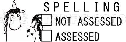 UNICORN 16 - Spelling Assessed/Not Assessed stamp